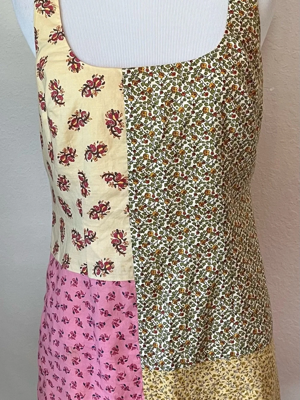 VTg Cynthia Rowley Dress Size 8 Patchwork 90s Y2K Cottage Cotton - Picture 2 of 12